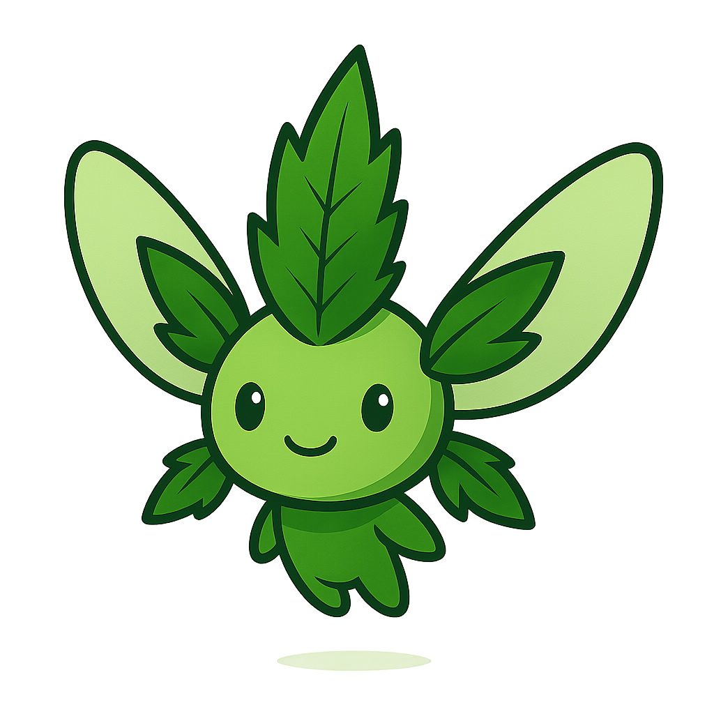 Navi app logo – smiling leaf sprite